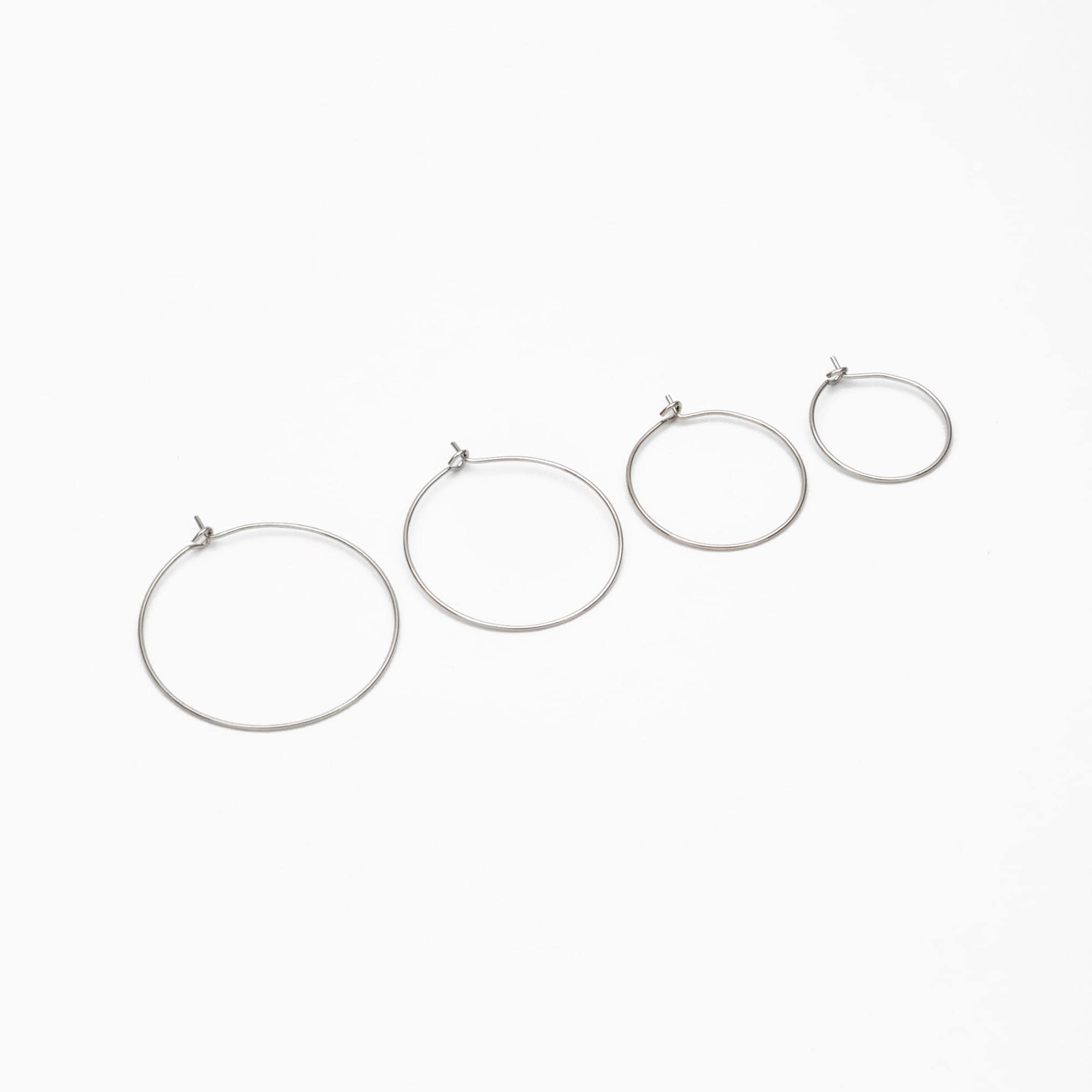 20pcs Gold/ Silver/ Rose Gold Hoop Ear Wire, Gold/ Rhodium plated Brass Hoop Earrings, 20/ 25/ 30/ 35mm by 0.7mm (GB-252)